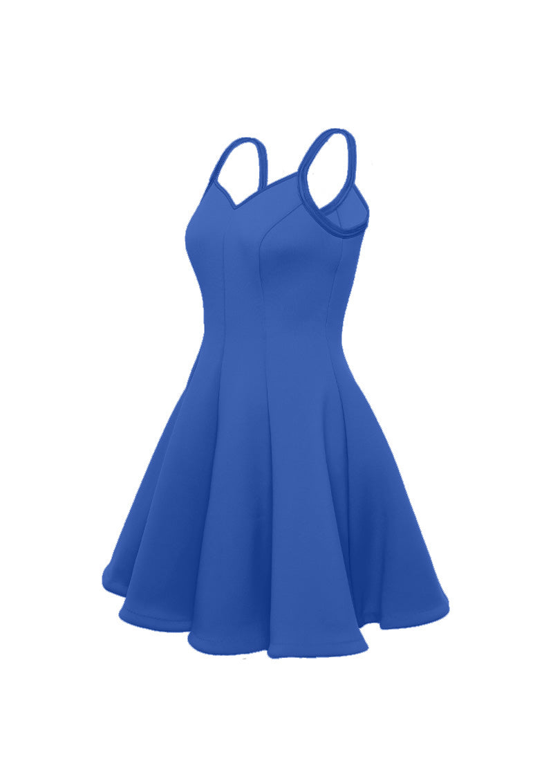 Royal Blue Sweetheart Straps Princess Seam Show Choir Dress with Attached Briefs Side View