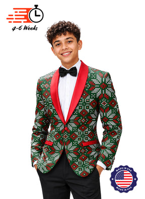 Ugly Xmas Sweater Stretch Blazer - Men’s Christmas & Holiday Performance Jacket