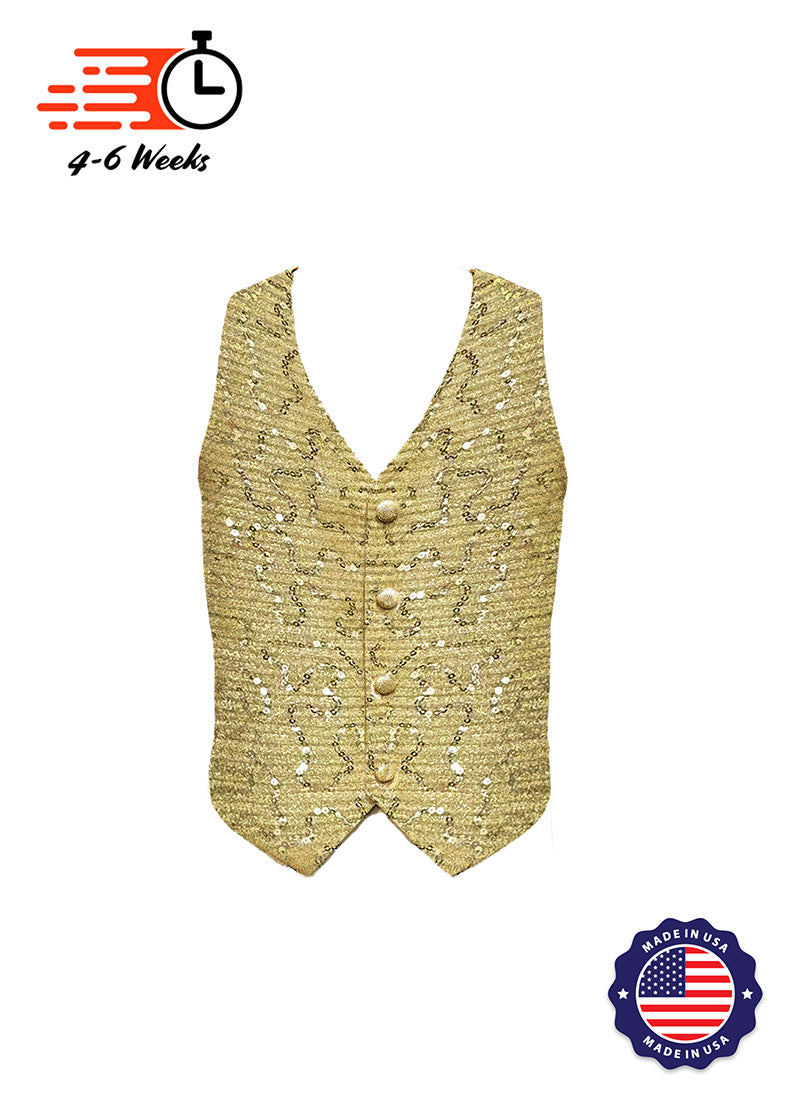 Crinkle Metallic Sequin Boy’s Vest + Bow Tie Bundle