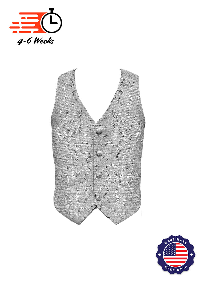 Crinkle Metallic Sequin Boy’s Vest - Ships 4 to 6 weeks