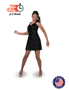 Solid Sequin Sweetheart V-Neck Darted SHIFT Show Choir Dress - Ships 4 to 6 Weeks