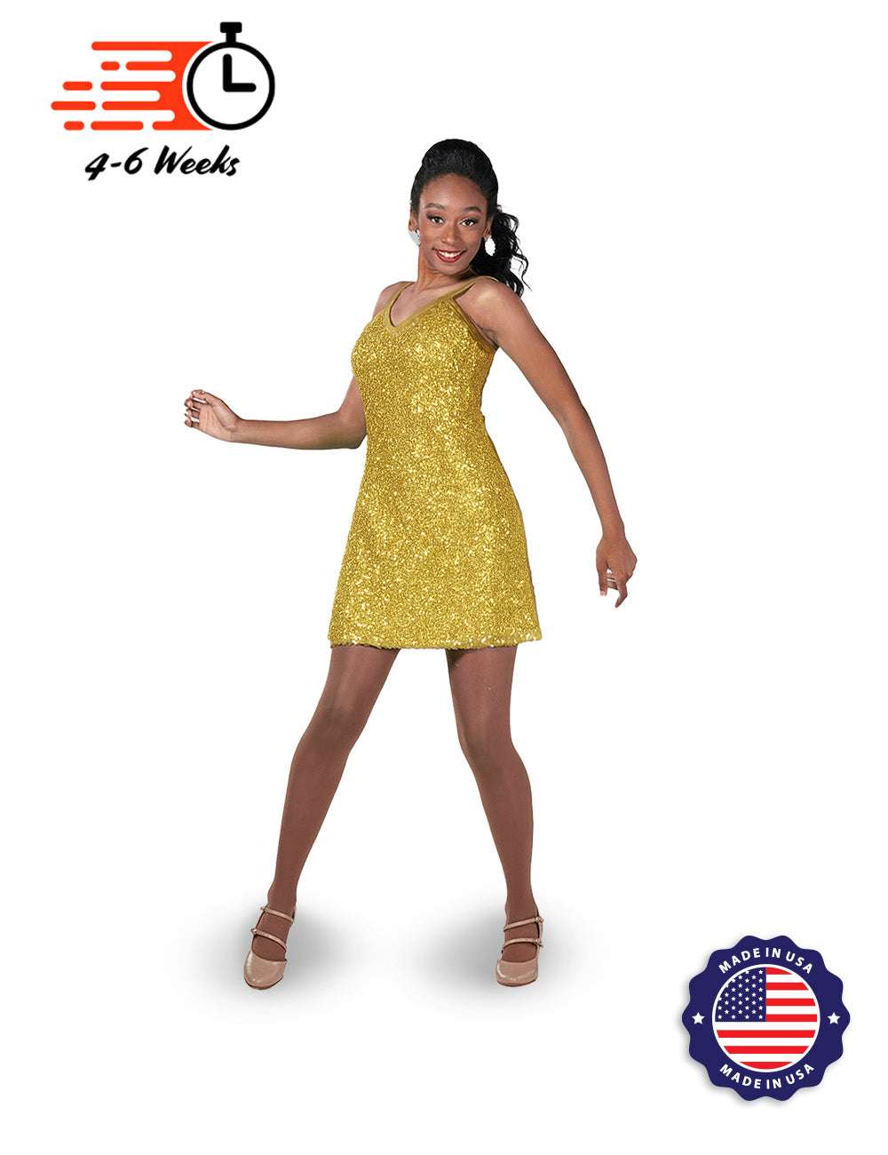 Solid Sequin Sweetheart V-Neck Darted SHIFT Show Choir Dress - Ships 4 to 6 Weeks