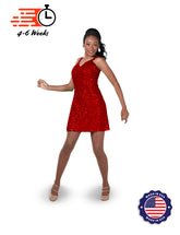 Solid Sequin Sweetheart V-Neck Darted SHIFT Show Choir Dress - Ships 4 to 6 Weeks