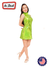 Lime Green Spotlight Sequin Show Choir Dress with Model