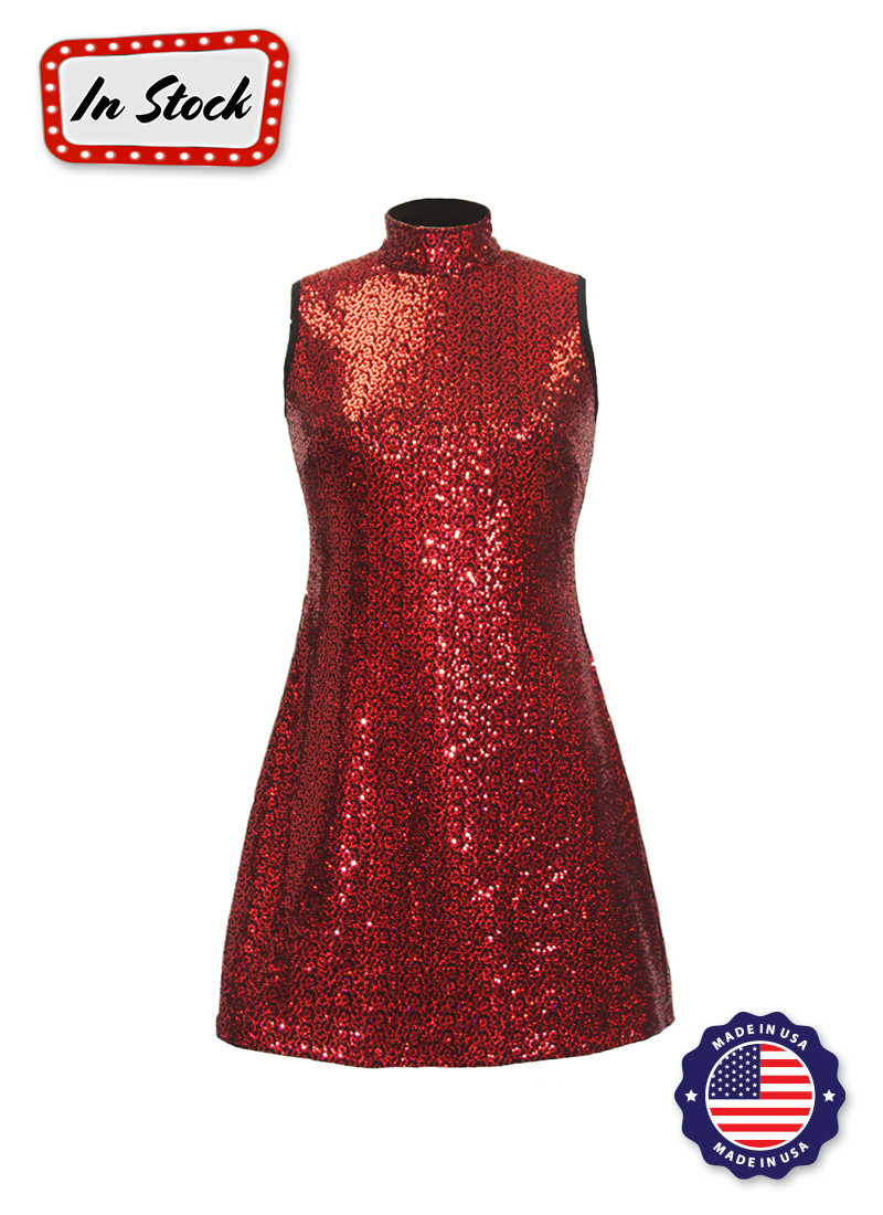 Red Mini Laser Holo Show Choir Dress Front View 