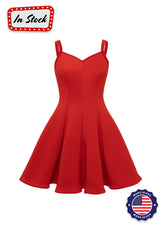Red Sweetheart Straps Princess Seam Show Choir Dress with Attached Briefs Front View
