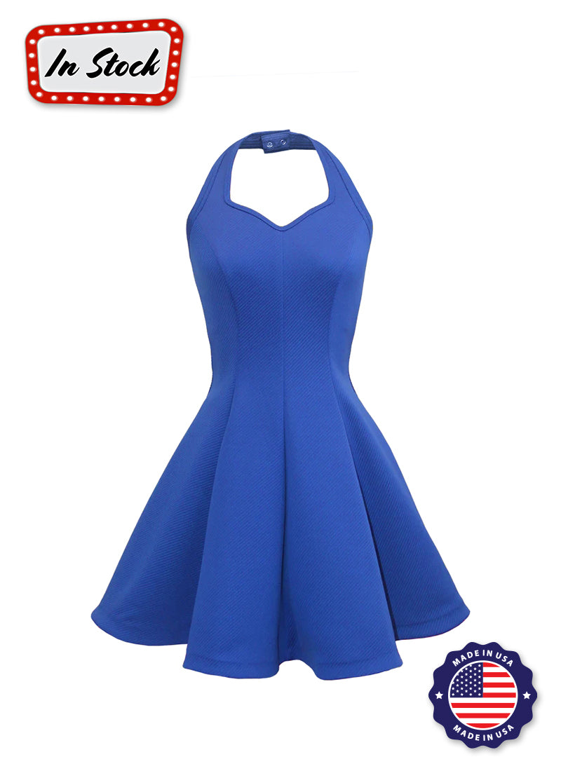 Reino Custom Made Blue Halter Burlesque Corset Dress