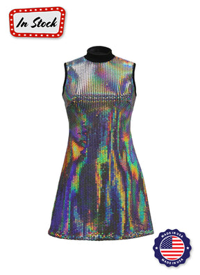 Silver Laser Sequin on Black Show Choir Dress - In Stock PrePak Silver Laser Sequin on Black Show Choir Dress - In Stock PrePak