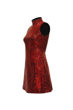 Red Mini Laser Holo Show Choir Dress Side View